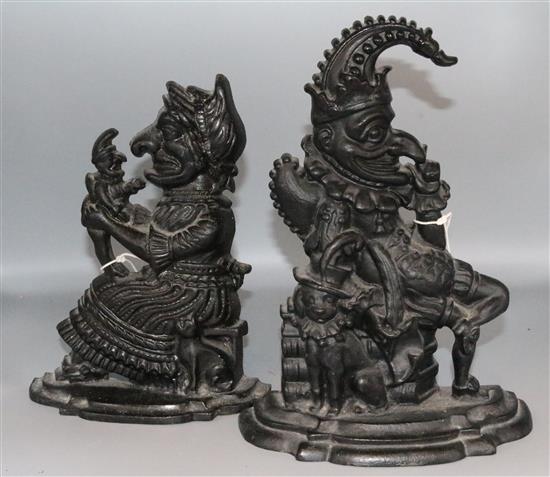 Victorian cast iron Mr Punch doorstop and a later doorstop